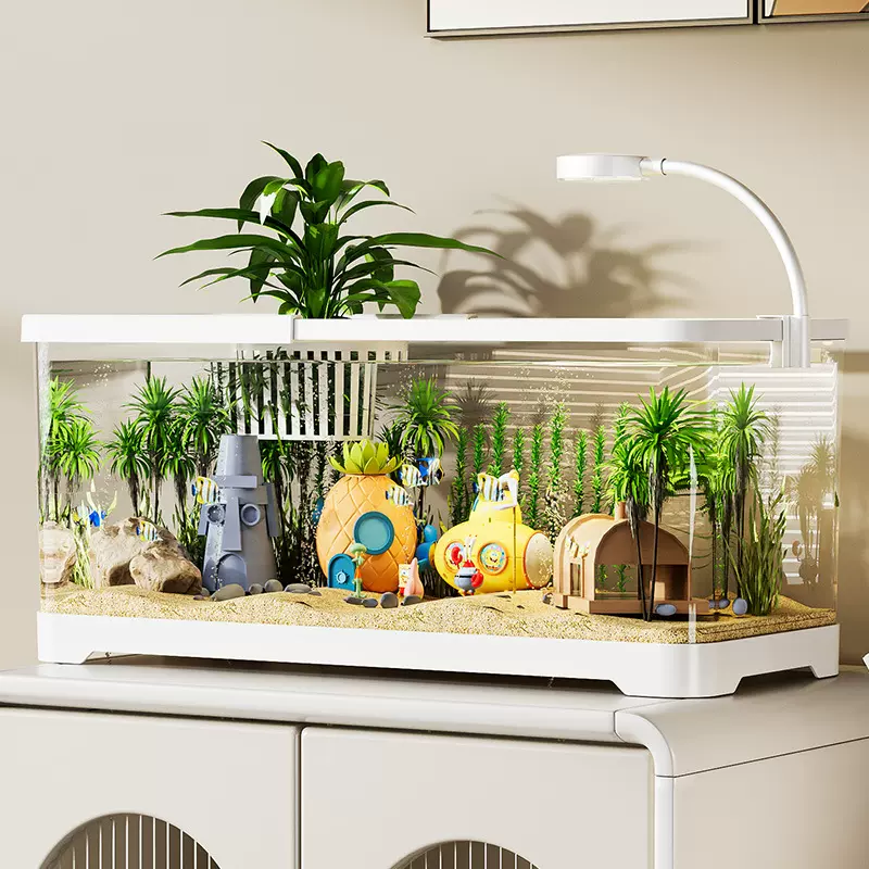 批发造景乌龟缸塑料透明鱼缸客厅寄居蟹生态龟缸水族箱生态养殖箱