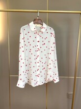 原单正品欧洲小众品牌印花小番茄真丝沙洗衬衫女高端女装一手货源