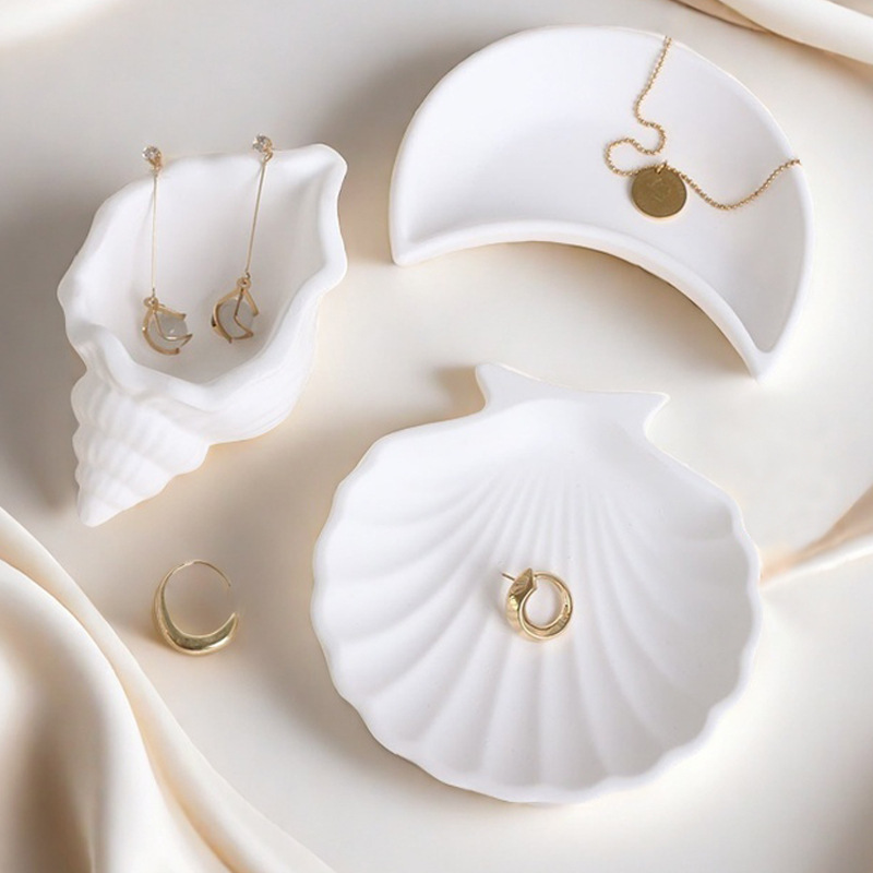 Ins Style White Shell Conch Small Dish Storage Tray Jewelry Photography Background Decoration Ornaments Photography Props