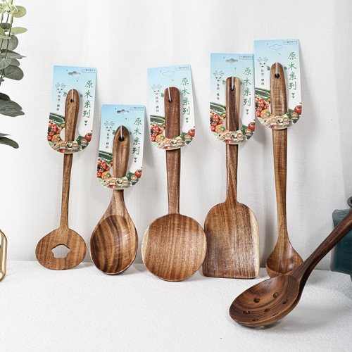 Teak non-stick pot wooden spatula soup spoon long handle salad mixing spoon spatula household cooking kitchen utensils