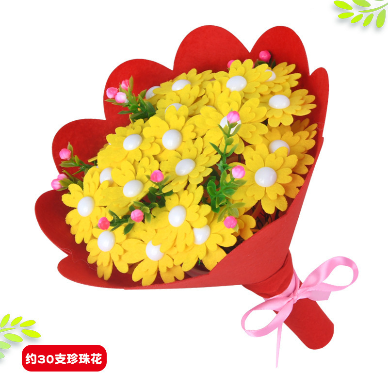 先生へdiy手作りプレゼントボタン花ハンド花幼稚園児手作り材料バッグ母の日プレゼント|undefined