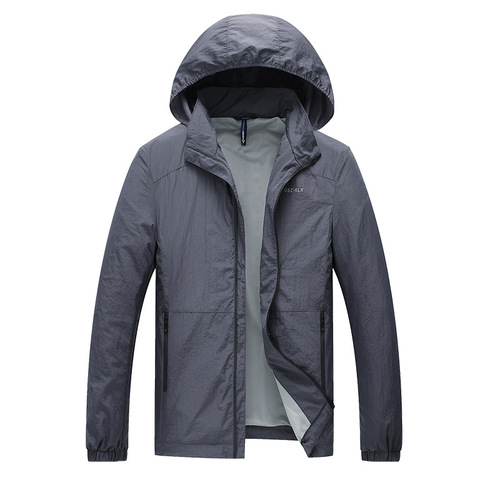 2024 Summer New Fashion Trend Men's Outdoor Sun Protection Hooded Jacket Zipper Jacket Thin Quick-Drying Open Vest