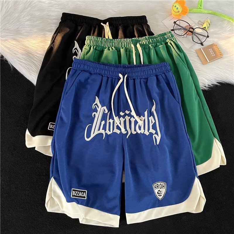 European and American Embroidered Shorts Men's Summer American Five-quarter Pants Trendy Brand ins Popular Sports Loose Large Size Basketball Pants