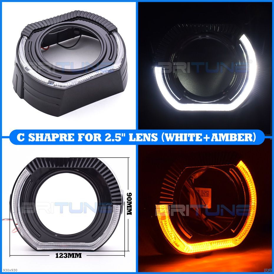 3-pulgadas de 2,5 pulgadas de modificación de la lente Ángel ojo guía de luz cubierta decorativa integrada lente LED Luz de circulación diurna