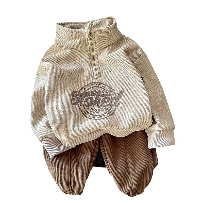 Детский зимний комплект из fleece, унисекс, утолщенная двусторонняя толстовка и штаны, размеры 80–120 см