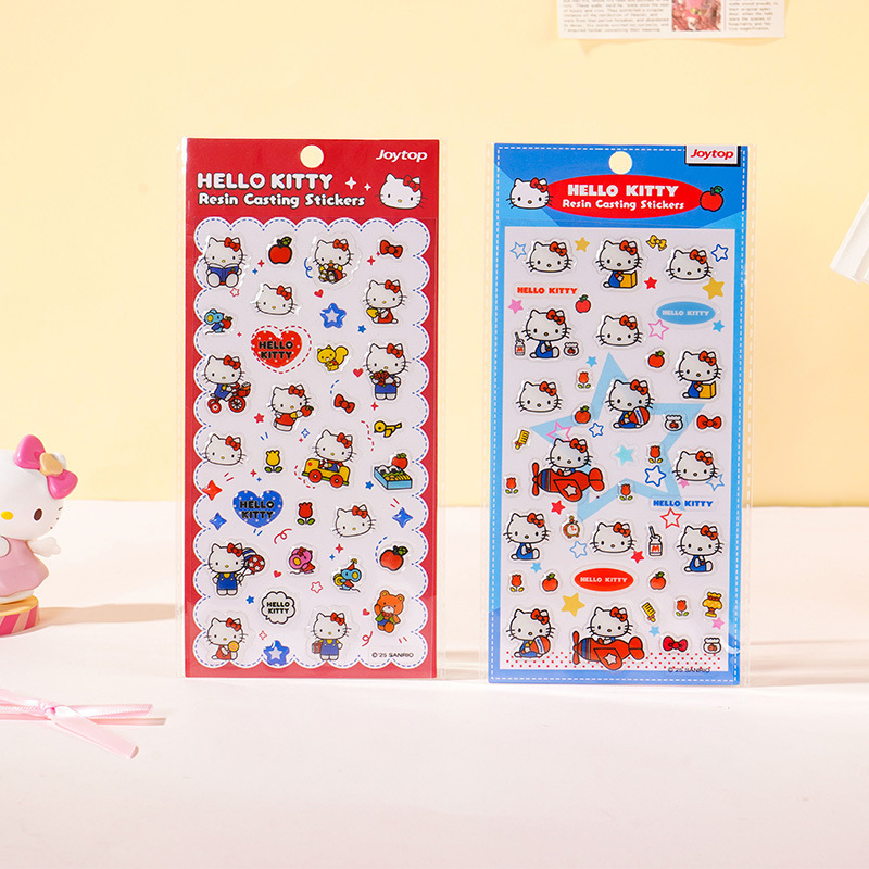 正版kt贴纸卡通可爱滴胶贴纸儿童凯蒂猫Hello Kitty透明浮雕贴画|undefined