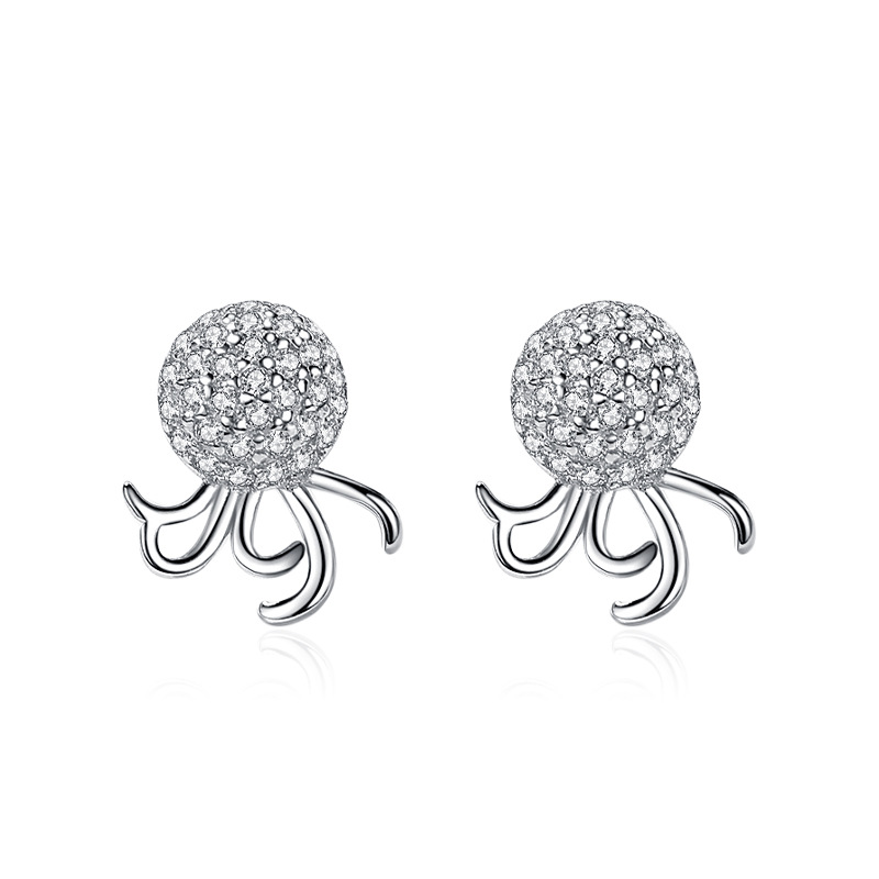 Plata esterlina s925 moda pulpo pendientes estilo coreano luz lujo ins estilo diseño creativo pulpo pendientes con diamante