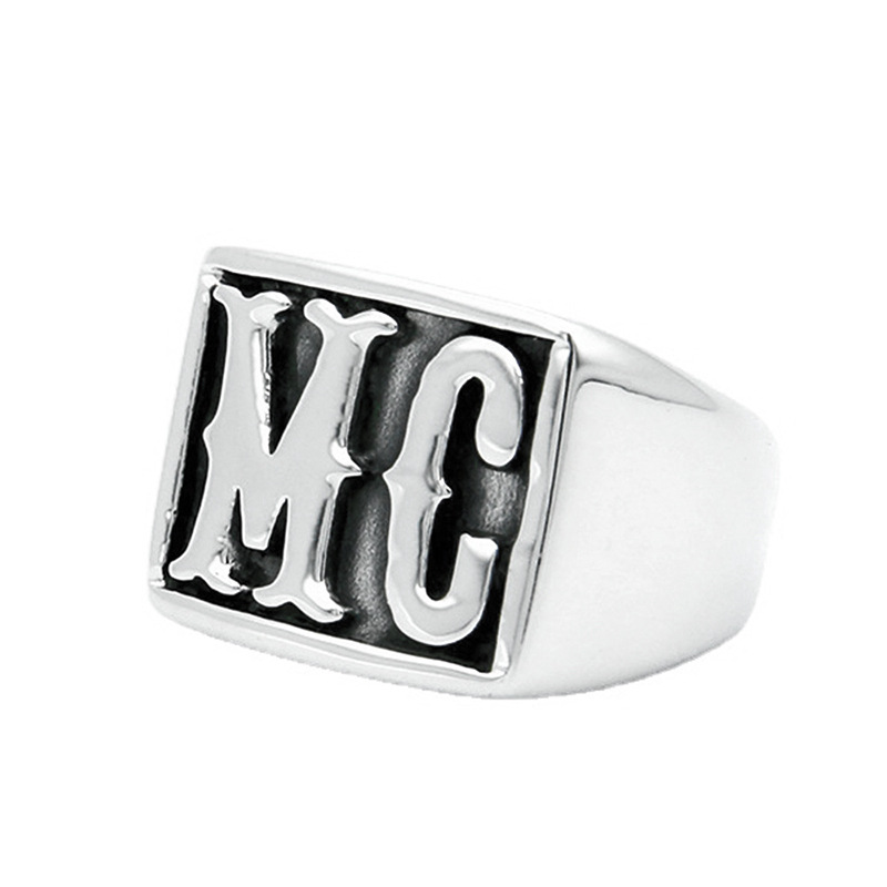 24g Weight Rings Classification 1 Piece Quantity Street Occasion Titanium Steel Material Letter, Simple Pattern Men's Gender Hip-Hop Style Men's Hip-Hop Rings Letter Simple Titanium Steel Men Signet Rings 4
