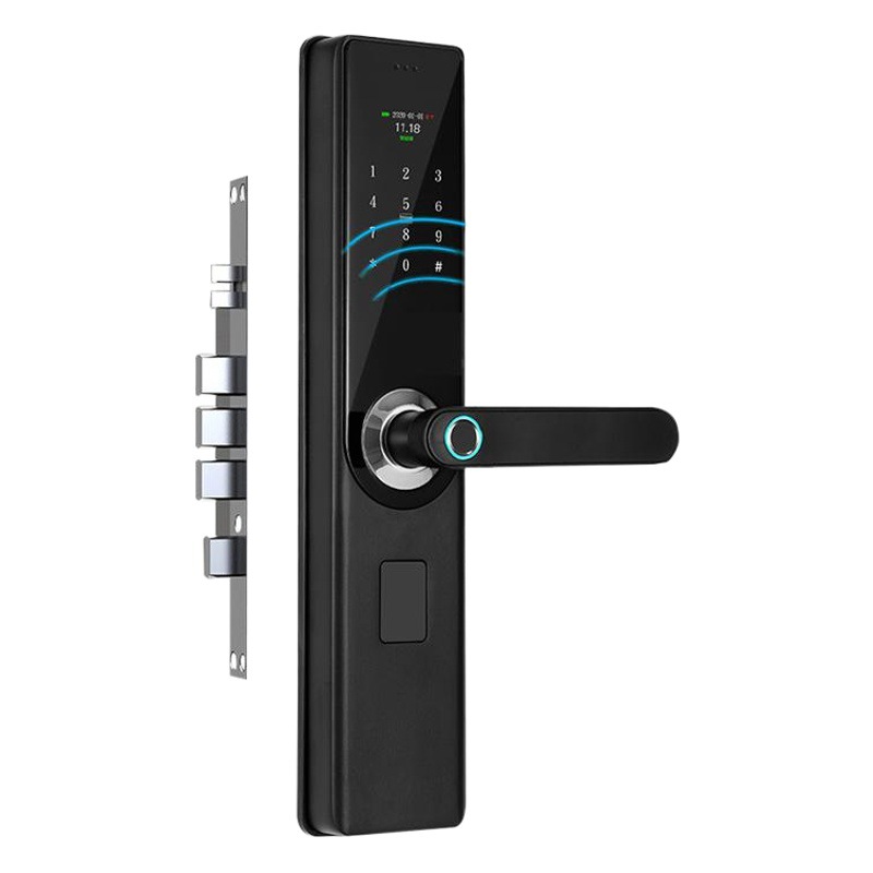 Puerta antirrobo del hogar de la cerradura de la huella dactilar del semiconductor del Uno-apretón con la cerradura elegante de la pantalla cerradura electrónica de la contraseña de la tarjeta de crédito del apartamento del hotel