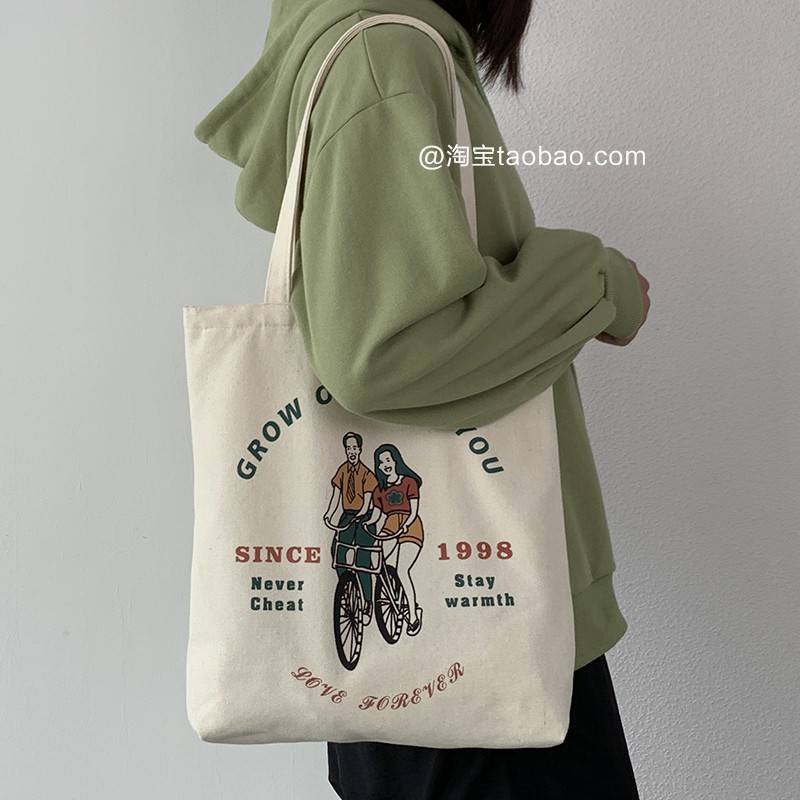 Nueva bolsa de lona de las mujeres de verano nicho de arte suplemento auto-estudio de viaje de gran capacidad de la clase de estudiante bolsa de libros de lona image 10