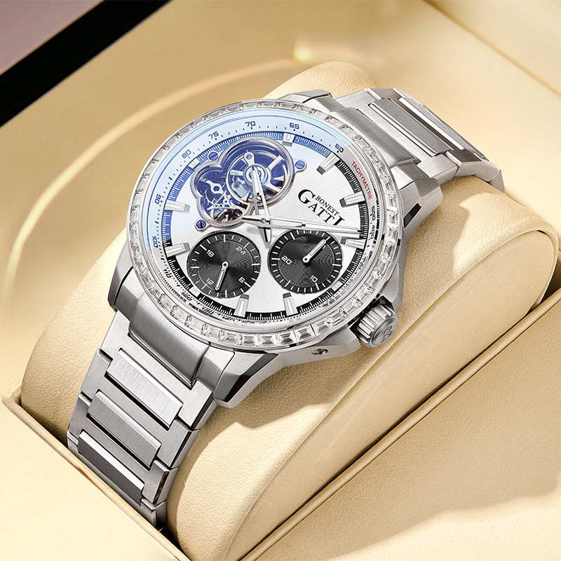 Bugatti Brand Watch Men's Hollow Waterproof Tourbillon Diamond Fashion Luminous Business Fully Automatic Mechanical Watch