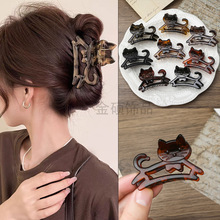 少女感卡通猫咪中号抓夹发量少发夹后脑勺鲨鱼夹小抓夹半扎发发饰