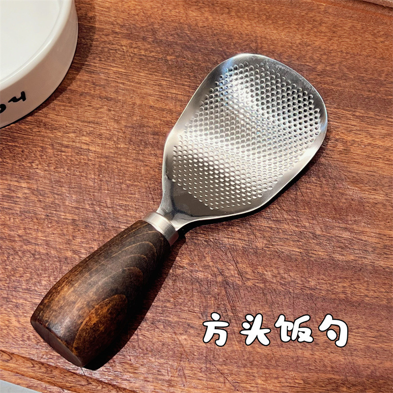 日式304木柄不锈钢饭勺米饭铲子家用可立式米饭勺子电饭煲盛饭勺|undefined