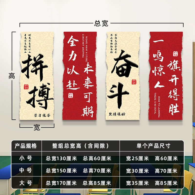 乘风破浪初中考班级文化墙贴学校教室布置高中学生励志标语装饰画|undefined