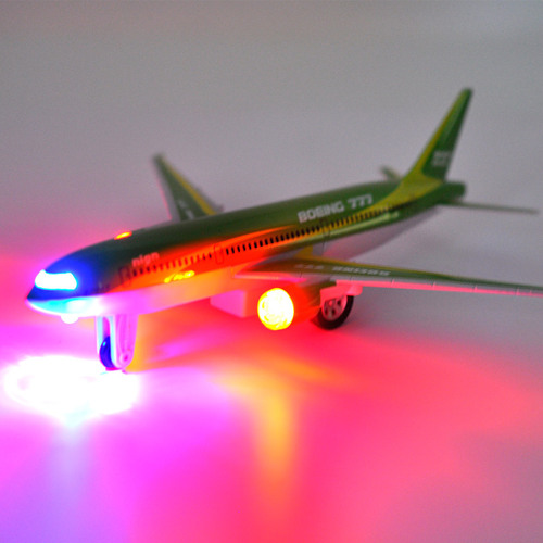 Simulated Boeing 777 passenger aircraft color amber alloy aircraft model Airbus sound and light pull back children and boys toys