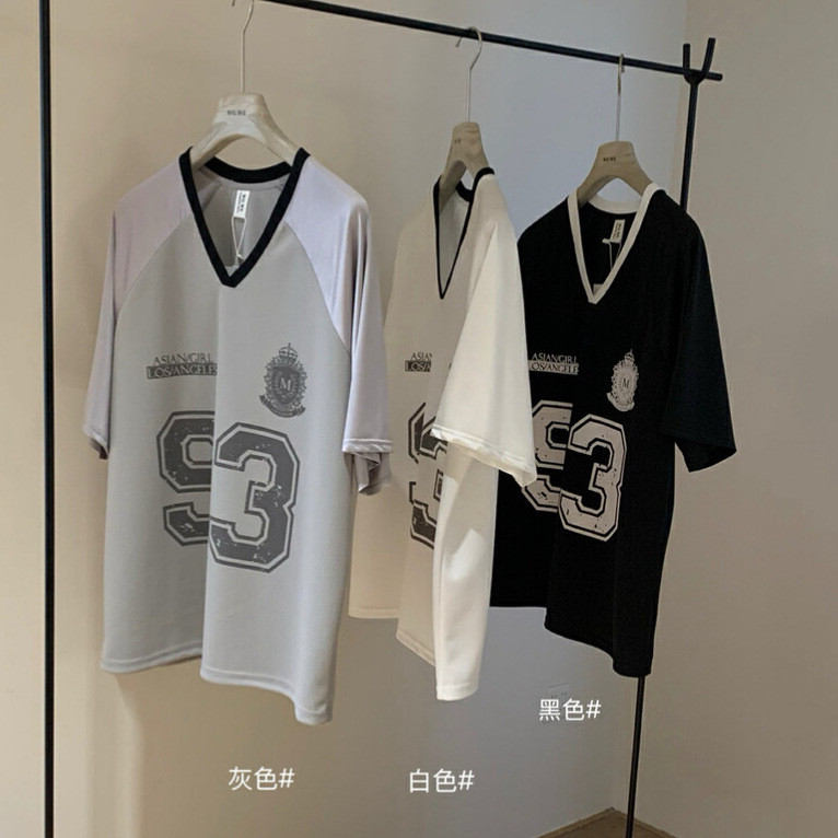 WGWE 夏女性アメリカンオールマッチレトロサテンステッチファッションジャージスタイルルーズトップ半袖 Tシャツ W6076