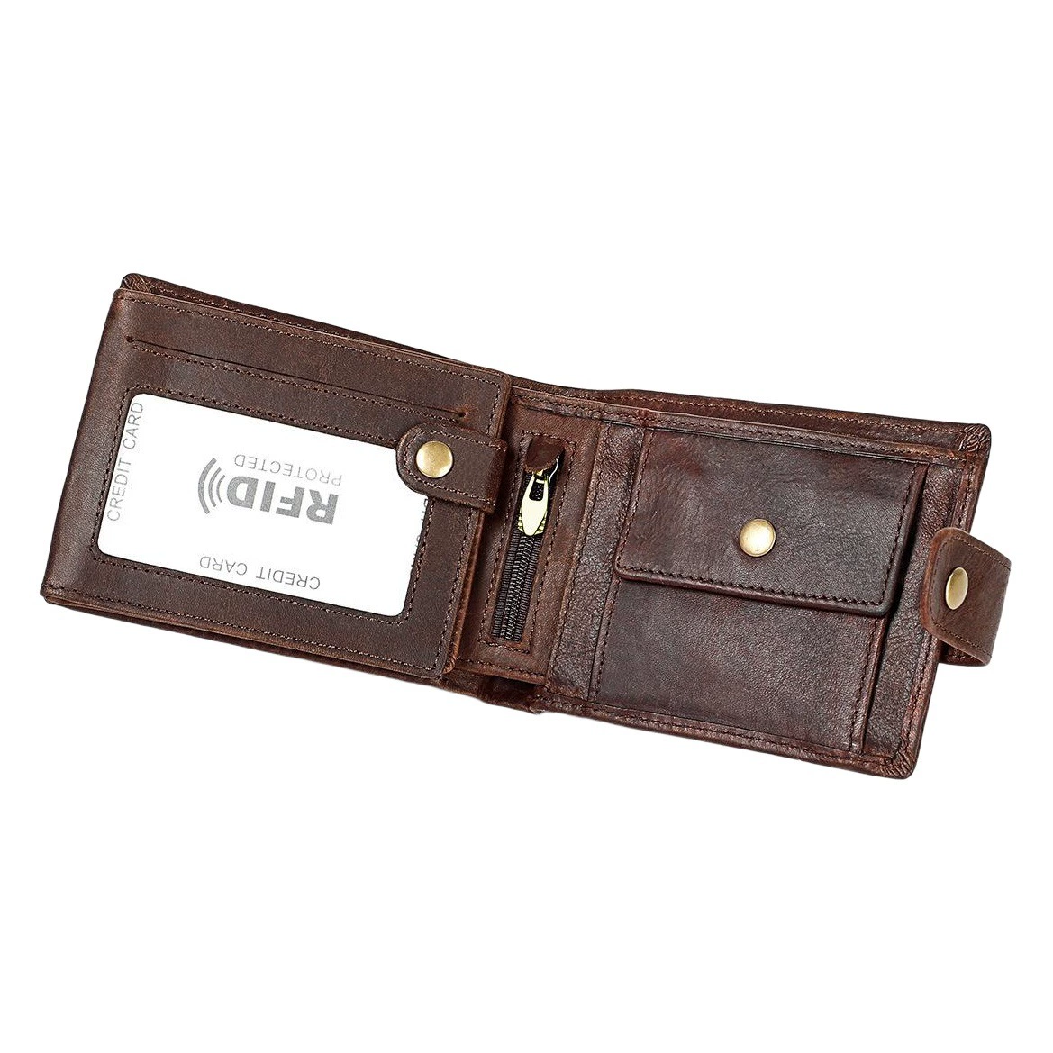 Трансграничный кошелек из натуральной кожи, кожаный кошелек Crazy Horse, держатель для нескольких карт, сумка для карт из воловьей кожи, мужской кошелек с защитой от сканирования RFID