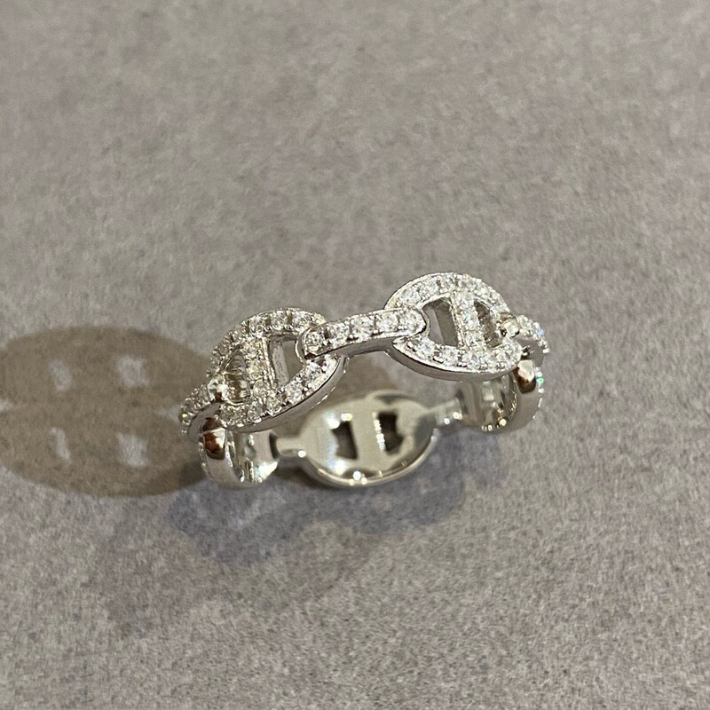 AIMA pig nose ring thick 18K gold plated H home versatile platinum full diamond index finger ring Women's bracelet jewelry AIMA pig nose ring thick 18K gold plated H home versatile platinum full diamond index finger ring Women's bracelet jewelry
