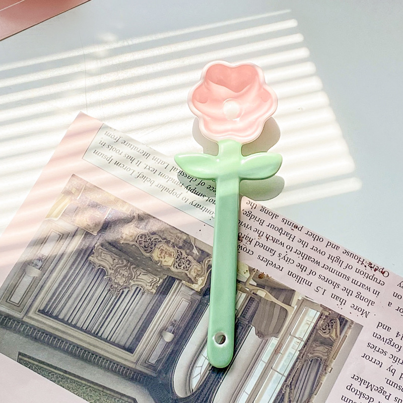Cute Tulip Ceramic Soup Spoon For Dessert And Coffee_voghion.com