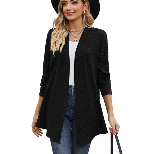 Amazon Europe and US Cross-Border Foreign Trade  Autumn/Winter New Solid-Color Long-Sleeved Loose Cardigan Coat Women's Top for Ladies