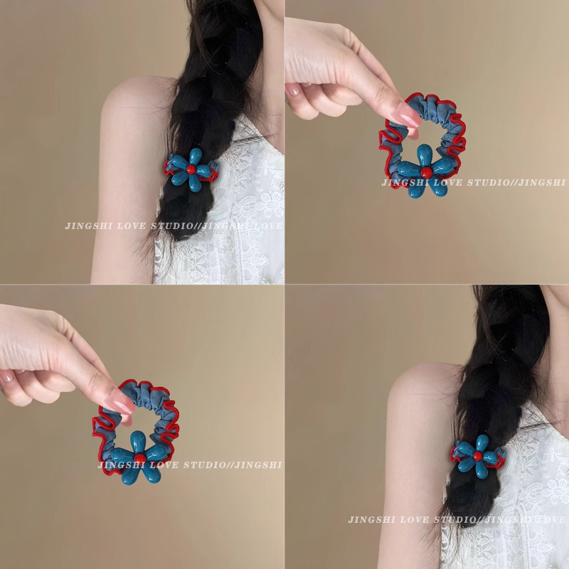 韩系甜美花朵小肠发圈女高级感扎头发绳高弹力耐用皮筋头绳不伤发|undefined