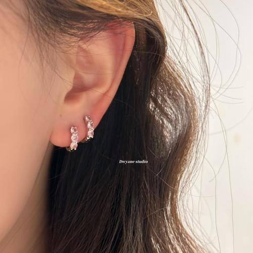 Exquisite colorful zircon earrings for women's niche unique earrings double ear piercings stacked ear bone nails plain earring ear buckles