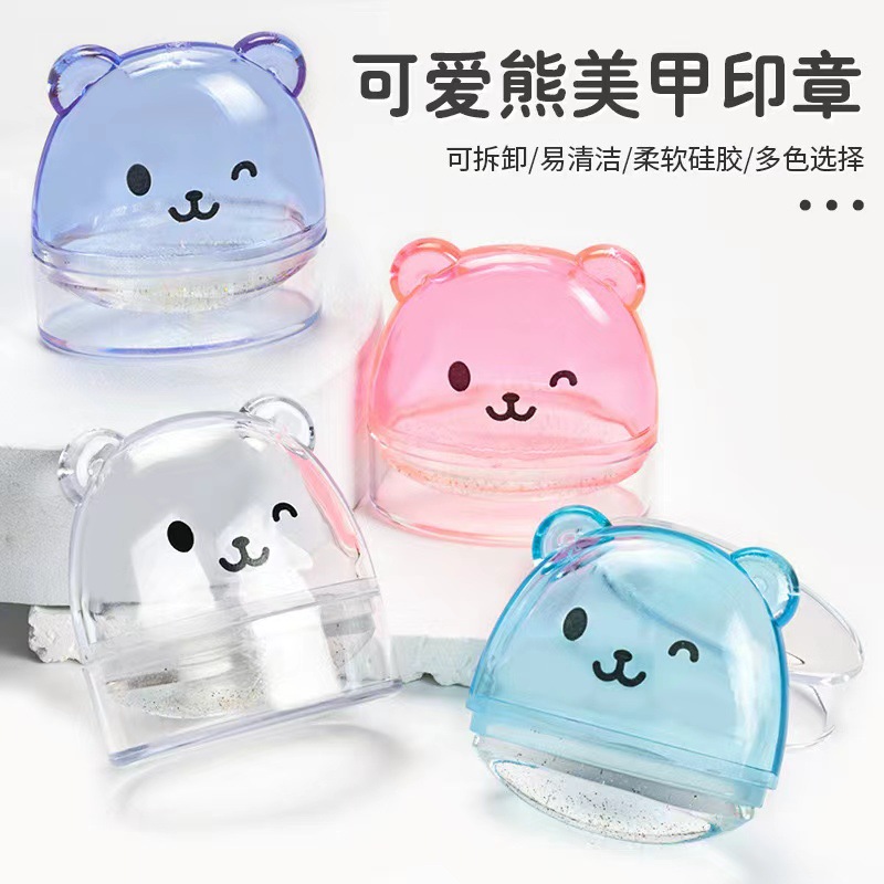 Nuevo sello de silicona de manicuras adorable oso conjunto de herramientas de impresión de transferencia multifuncional sello de fabricación de uñas francesas