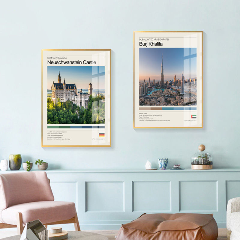 City Hanging Painting Living Room Sofa Background Wall Bedroom Bedside Mural New York Paris London Architectural Landscape Decorative Painting