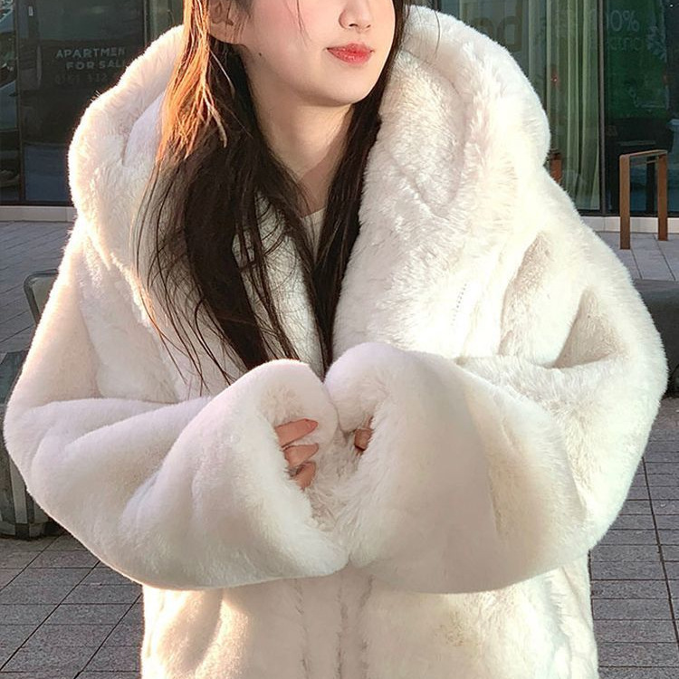 新款加厚冬季獭兔毛中长款毛毛外套草2025皮女毛茸茸毛绒大衣