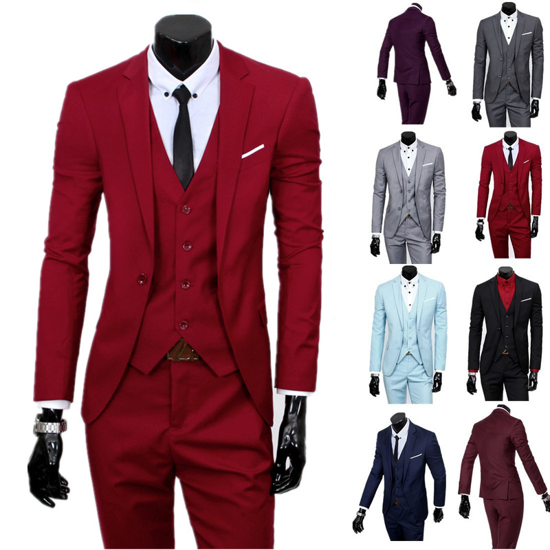 Spring and Autumn youth slim-fit suit suit men's suit men's suit three-piece wedding dress bridesmaid team wear
