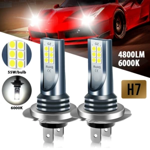 Car Led Front Fog Lights H1 H3 H4 H7 H8 9005 3030 12 Lights Car Headlights Anti-Fog Lights