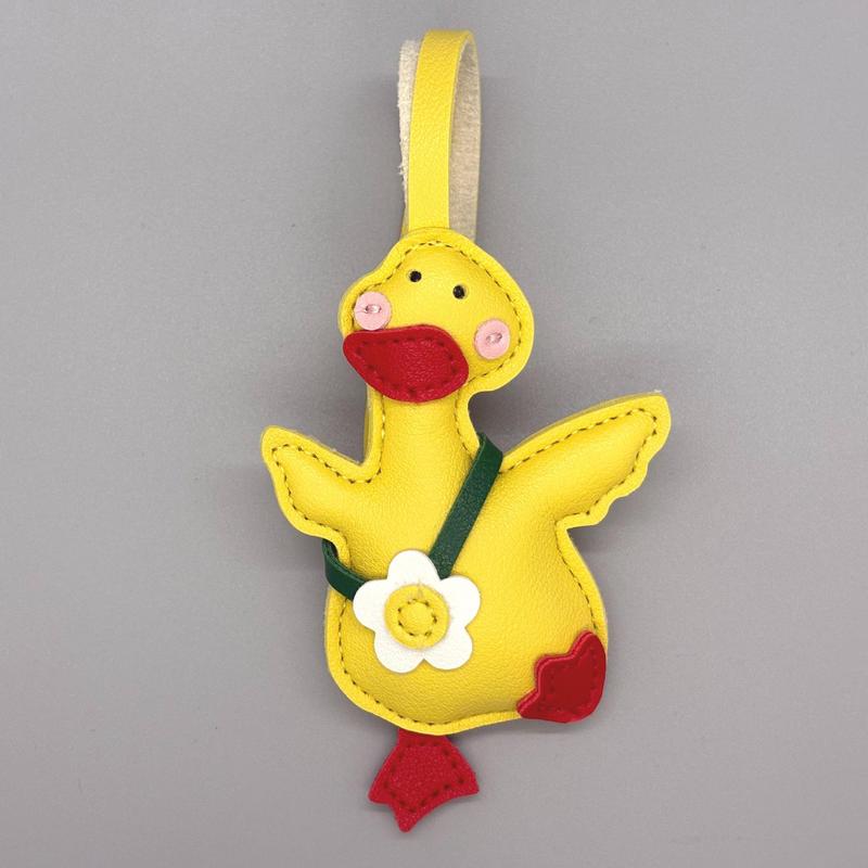 DIY饰品挂饰配件 PU皮革充棉可爱鸭子挂件鸭子挂绳包挂钥匙扣批发|undefined