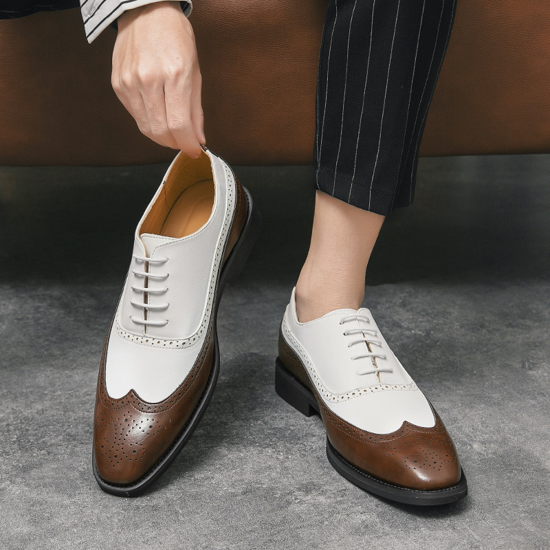 Può spedire oltre confine scarpe brogue con punta quadrata, stile europeo e americano, in tinta unita, da uomo, taglie grandi, formali da lavoro_voghion.com
