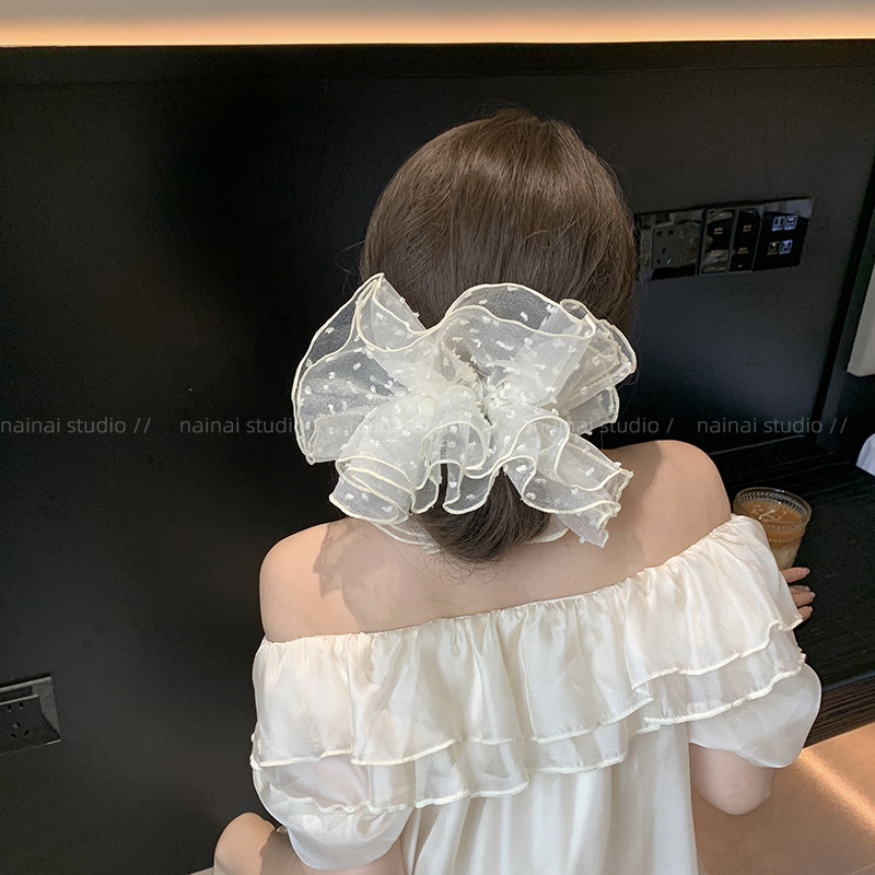 El encaje francés punto de onda arco intestino grueso anillo de cabello para mujeres de alta calidad cuerda de cabello de alta elasticidad cuerda de cabello adornamiento