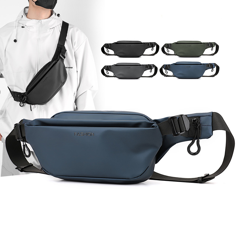 2024春夏新款简约男士胸包户外运动骑行腰包时尚潮ins斜挎包男