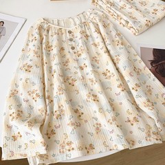 纯棉棉纱睡衣女春秋季新款卡通甜美可爱圆领长袖长裤家居服两件套