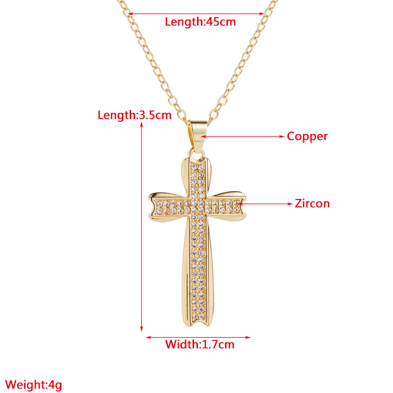 Fashion Copper Gold Plated Inlaid Zircon Cross pendant Necklacepicture1