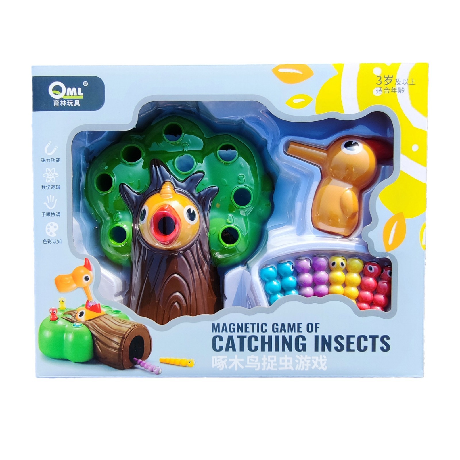 어린이 교육 부모-자식 대화 형 데스크톱 게임 마그네틱 곤충 잡기 딱따구리 장난감 선물 상자 교육 과정 선물 도매