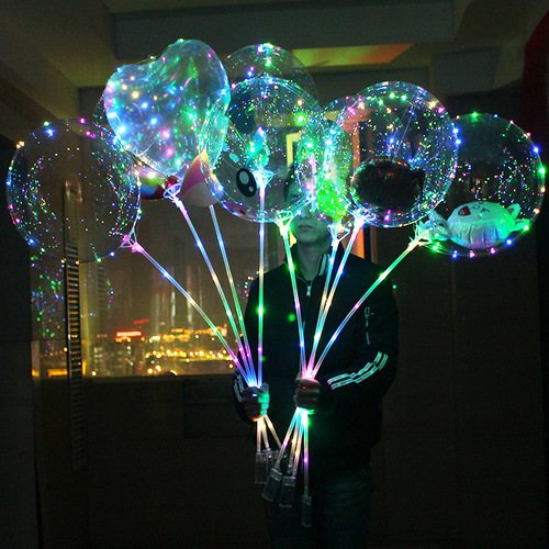 Bobo Ball Luminous Balloon Lamp Luminous Cartoon Street Stall Transparent Internet Celebrity Balloon New Micro-Business Promotion Small Gift