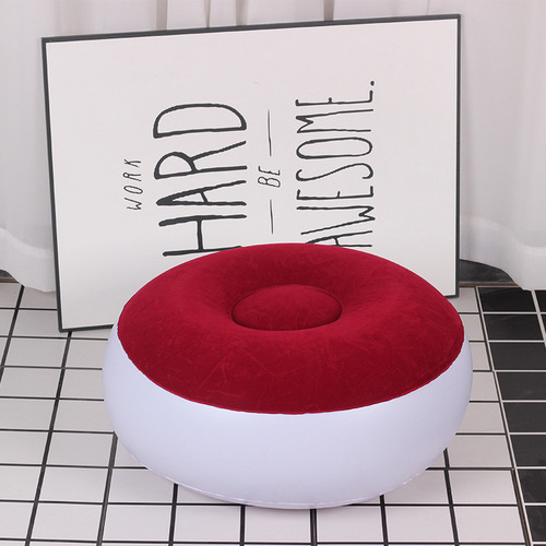 Thickened lazy inflatable sofa footrest, foldable deck chair outdoor footrest, flocked footrest, inflatable round stool