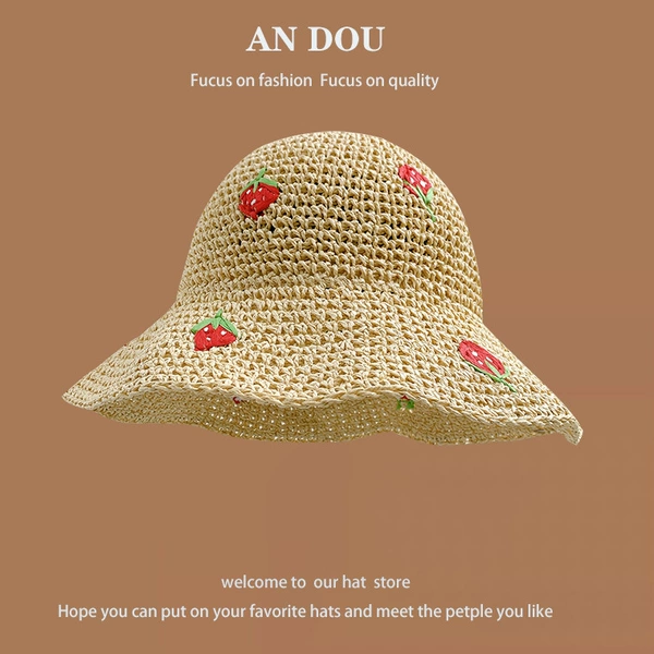 Beige strawberry, with embroidery