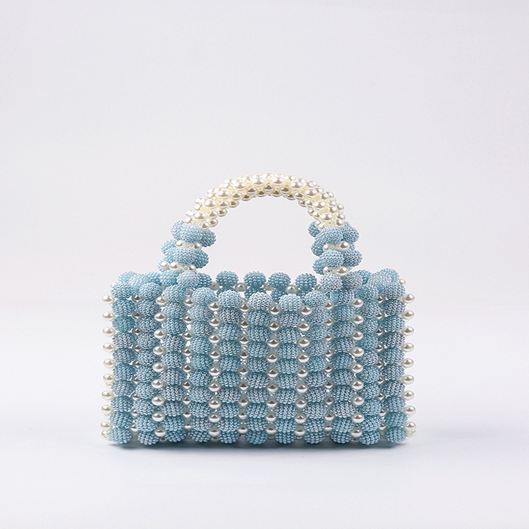 New Popular Bayberry Ball Pearl Colorful Candy Handbag Hand-Woven Niche Design Beaded Bayberry Square Bag