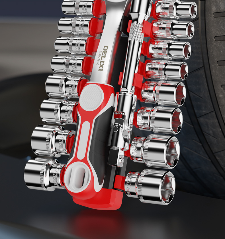 Delixi Electric Socket Wrench Tool Set External Hexagonal Ratchet Wrench Universal Multifunctional Auto Repair Set