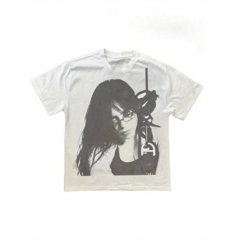 Футболка Retro Graphic Tee мужская, белая хлопковая смесь, круглый вырез, свободный крой