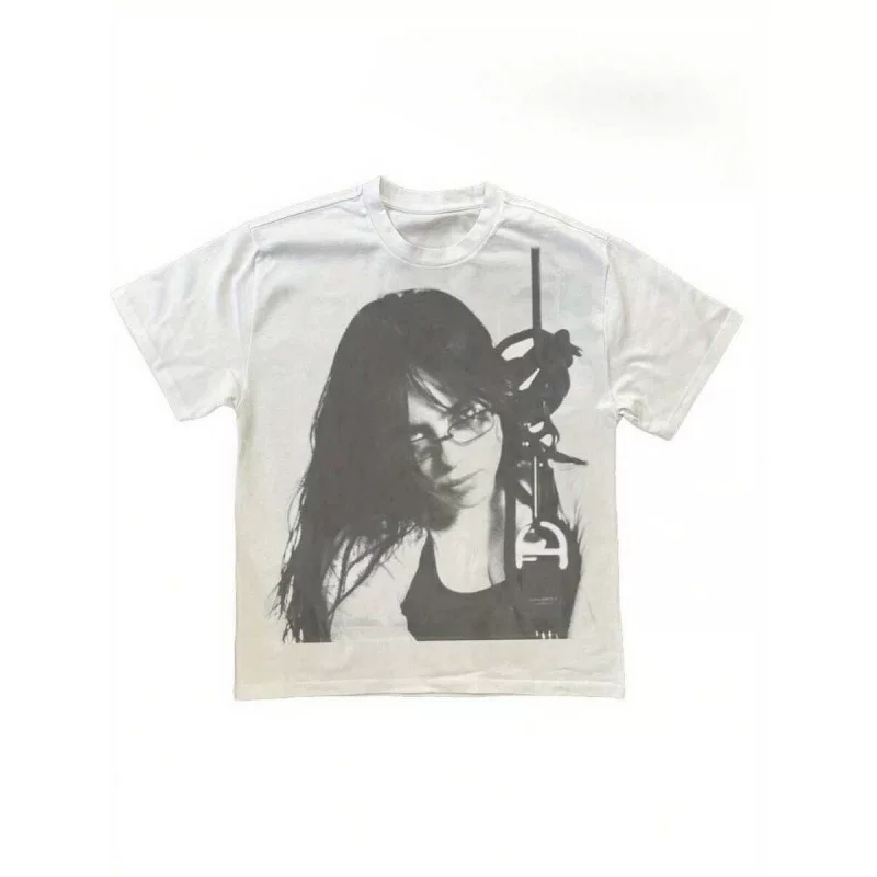 Футболка Retro Graphic Tee мужская, белая хлопковая смесь, круглый вырез, свободный крой