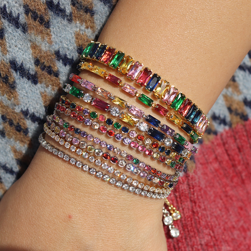 Retro Geometric Copper Bracelets Inlay Zircon Copper Bracelets