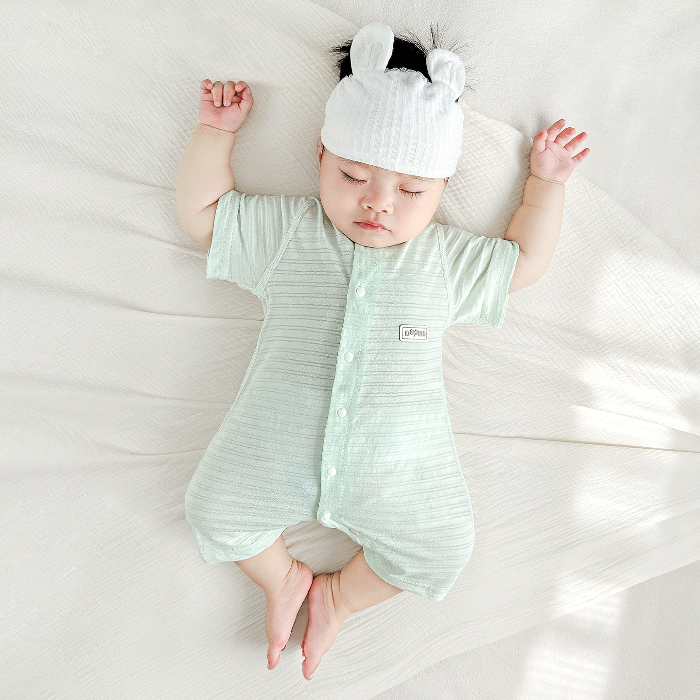 Bebé de una pieza de verano para hombres y mujeres de manga corta mampara delgada pijamas de algodón para niños pequeños ropa para recién nacidos ropa de verano para bebés image 11