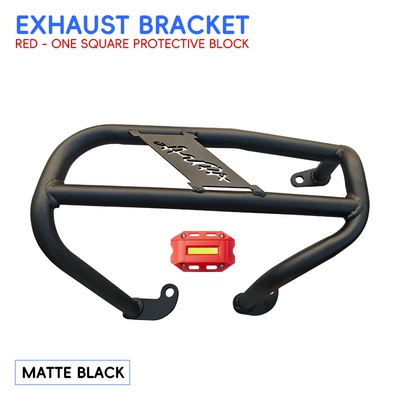 Motorcycle bumper | silver protective bars, modification - blackenhanced-exhaust-bar-red-protective-block