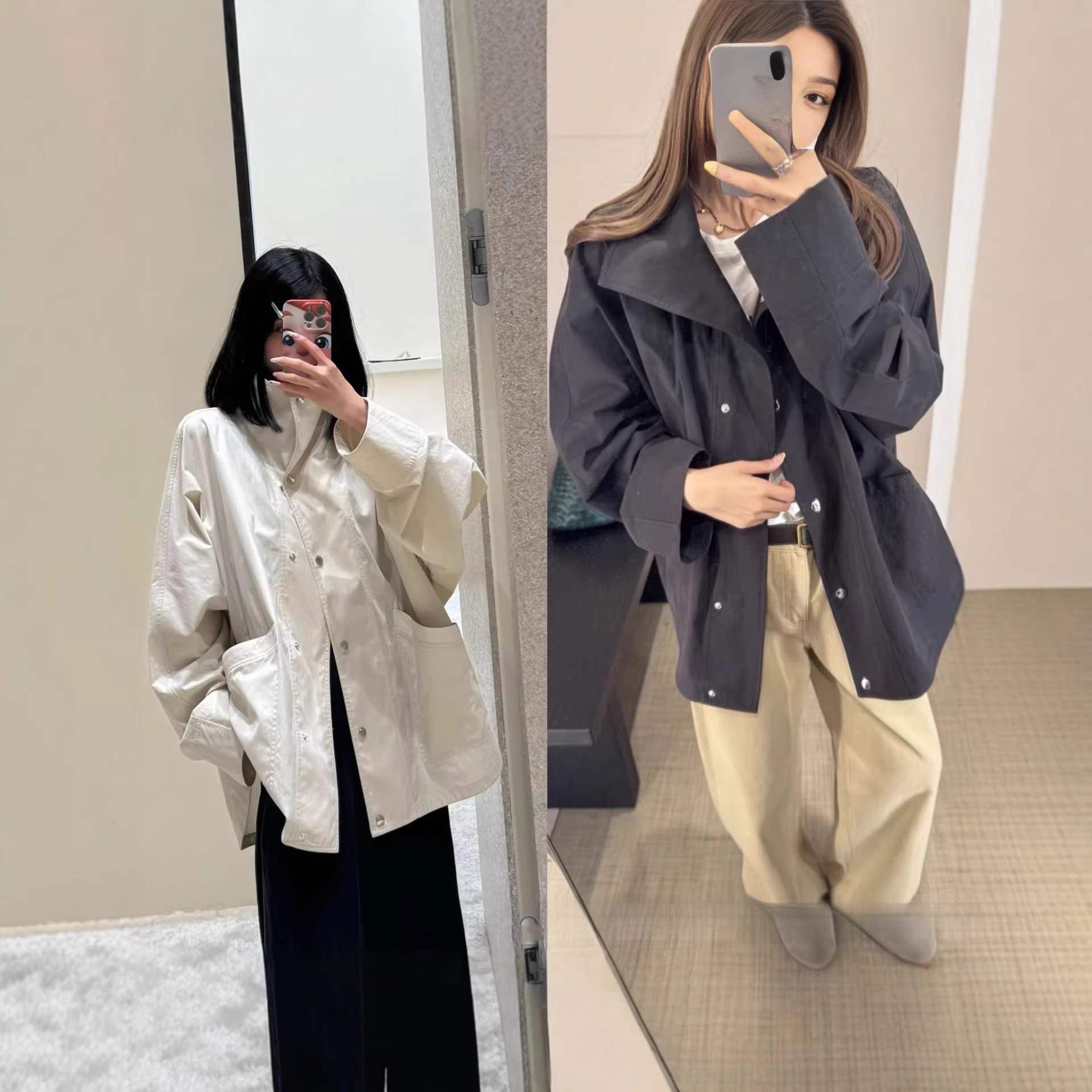 2025 Early Autumn New Niche Design Tt Scandinavian Normcore Style Bat Sleeve Thin Stand Collar Short Jacket Windbreaker for Women