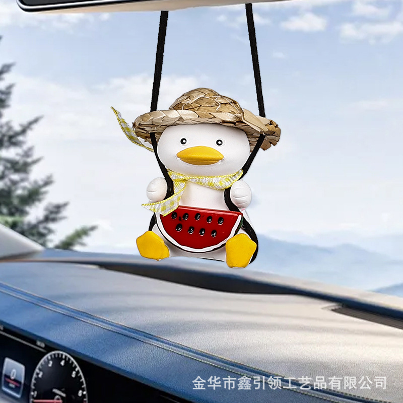 Cross-Border Wholesale Car Hanging Ornaments Swing Duck Car Rearview Mirror Car Interior Decoration Car Hanging Decorations Car Accessories